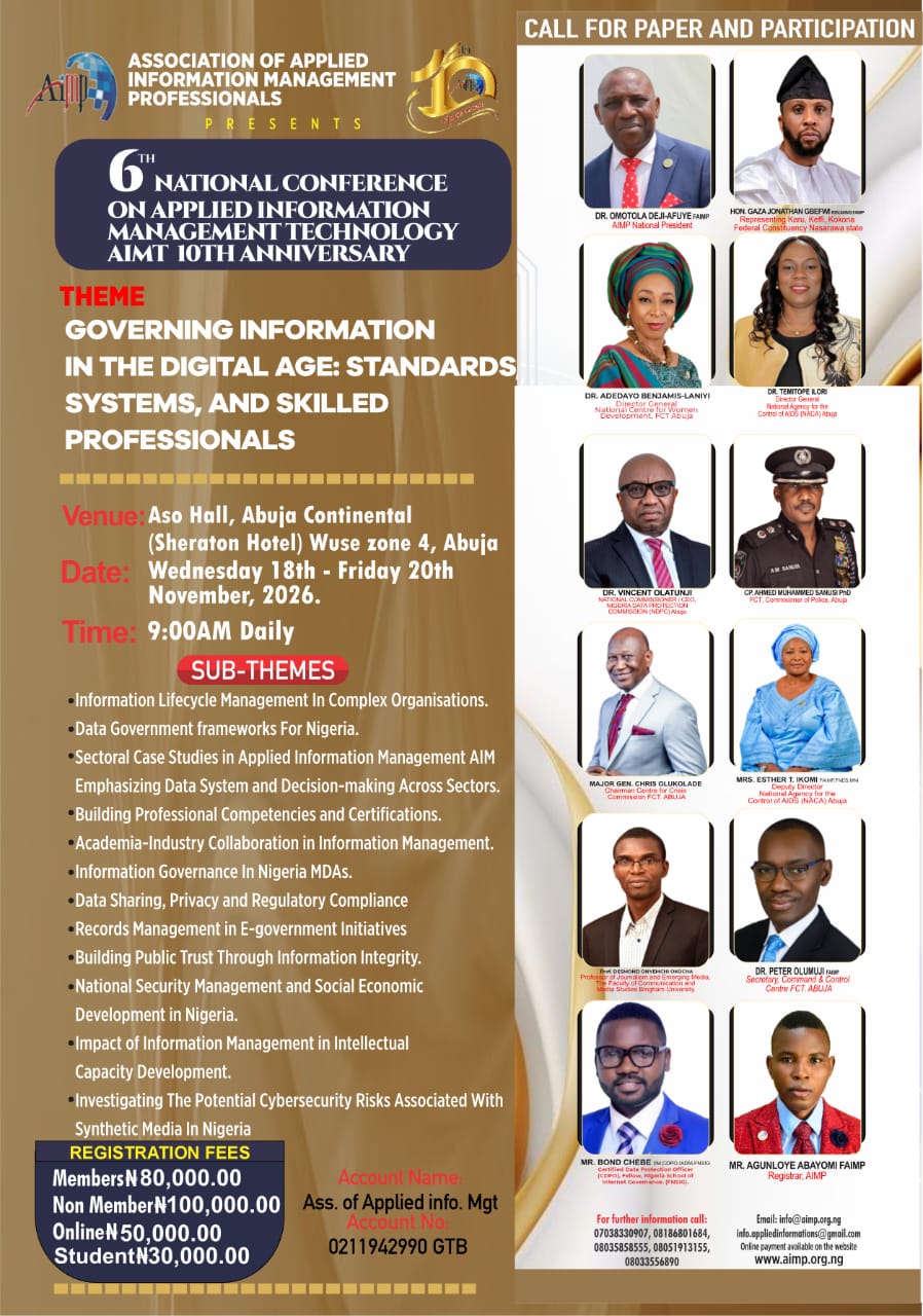 6th National Conference on Applied Information Management Technology and AIMT 10th Anniversary