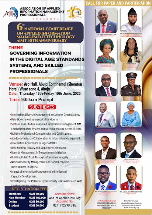 6TH National Conference on Applied Information Management Technology – AIMT 10th Anniversary 6TH National Conference on Applied Information Management Technology – AIMT 10th Anniversary